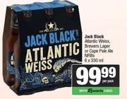Jack Black Atlantic Weiss, Brewers Lager Or Cape Pale Ale NRBs-6 x 330ml Per Pack                   