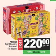 Absolut Spirit Coolers Assorted-For 2 x 4 x 300ml Per Pack