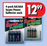 4-Pack AA/AAA Super Power Batteries