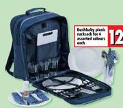 Bushbaby Picnic Rucksack For 4 Assorted Colours Each 
