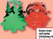 Green Tree/Red santa Christmas Foil Burst Each