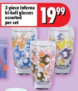 3-Piece Inferno Hi-Ball Glasses Assorted-per set