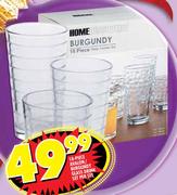 18-Piece Avalon/Burgundy Glass Drink Set-per set