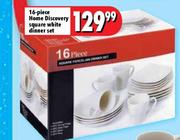 16-Piece Home Discovery Square White Dinner Set