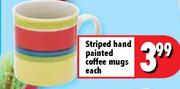 Striped Hand Painted Coffee Mugs-each