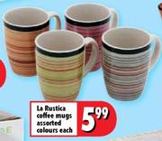 La Rustica Coffee Mugs Assorted Colours-each