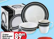 12-Piece Black Banded Dinner Set