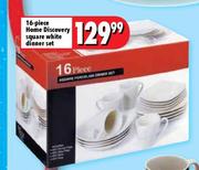 16-Piece Home Discovery Square White Dinner Set