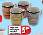 La Rustica Coffee Mugs Assorted Colours Each