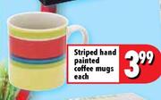 Striped Hand Painted Coffee Mugs Each