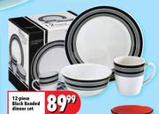 12-Piece Black Banded Dinner Set