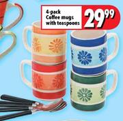 4-Pack Coffee Mugs With Teaspoons