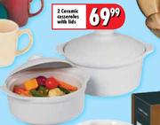 2-Ceramic Casseroles with Lids