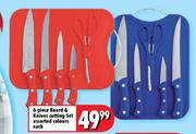 6-Piece Board & Knives Cutting Set Assorted Colours Each