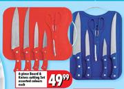 6-Piece Board & Knives Cutting Set Assorted Colours-each