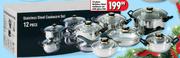 12 Piece Stainless Steel Cookware Set With Glass Lid