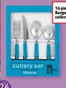 16-Piece Burgundy Cutlery Set