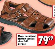 Men's Burnished Comfort Sandals Sizes 6-11-per pair