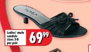 Ladies' Mule Sandals Sizes 3-8-per pair