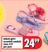 Infant Girls' Assorted Sandals Sizes 4-9-per pair