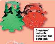Green Tree Christmas Foil Burst Each 