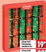 27cm Foil Christmas Crackers 6's