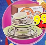 16 Pc Madison Flower Dinner Set Assorted-Per Set