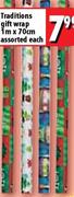 Traditions Gift Wrap Assorted-1mX70cm Each