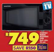 Essentials 20L Manual Microwave Oven Black/White