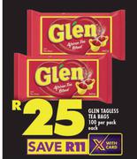 Glen Tagless Tea Bags-100 Per Pack