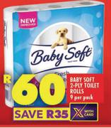Baby Soft 2 Ply Toilet Rolls-9 Per Pack