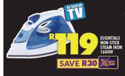 Essentials Non Stick Steam Iron 1600W