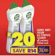 Handy Andy Cream All Purpose Cleaner-750ml Each