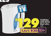 Essentials 1.7L Auto Kettle Black/White