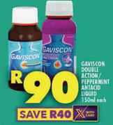 Gaviscon Double Action/Peppermint Antacid Liquid-150ml Each