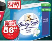 Baby Soft 2-Ply Toilet Rolls-12 Per Pack