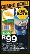 Parmalat Gouda/Cheddar/White Cheese-850g & Simonsberg Feta-400g