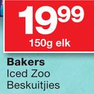Bakers Iced Zoo Beskuitjies-150g Elk