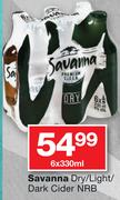Savanna Dry/Light/Dark Cider NRB-6x330ml