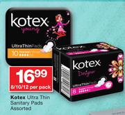 Kotex Ultra Thin Sanitary Pads Assorted-8/10/12's Per Pack