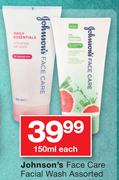 Johnson's Face Care Facial Wash Assorted-150ml Each