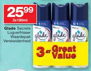 Glade Secrets Lugverfrisser Waardepak Verskeidenheid-3 x 180ml