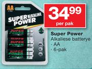 Super Power AA 6 Pak Alkaliese Batterye-Per Pak