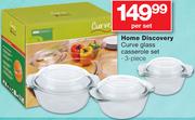 Home Discovery 3 Piece Curve Glass Casserole Set-Per Set