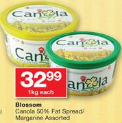 Blossom Canola 50% Fat Spread/Margarine Assorted-1Kg Each