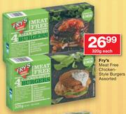 Fry's Meat Free Chicken Style Burgers Assorted-320g Each