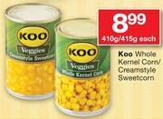 Koo Whole Kernel Corn/Creamstyle Sweetcorn-410/415g Each