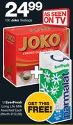 Joko Teabags 100's Pack + Free 1Ltr Everfresh Long Life Milk Assorted-Each