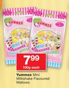 Yummee Mini Milkshake Flavoured Mallows-100g Each