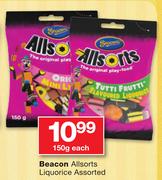 Beacon Allsorts Liquorice Assorted-150g Each